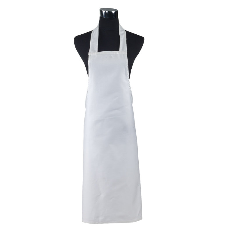 No Pattern Cotton Bib Apron, White