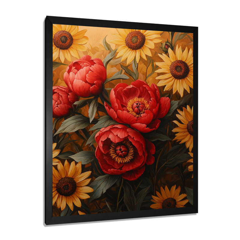 Bollitree - Art mural floral, H 32 po x l 24 po, Noir, noir, noir, noir, Reproduction encadrée d'une seule photo