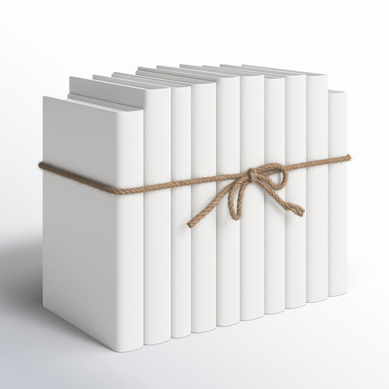 Livres décoratifs - Ensemble de livres sur papier sablé - 1 pied de livres blanc cassé, Tanné