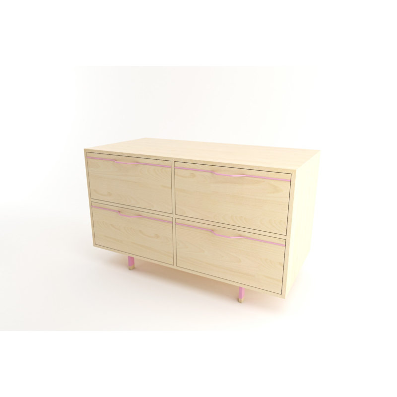 Commode double à 4 tiroirs Chapman Tronk Design, Rose
