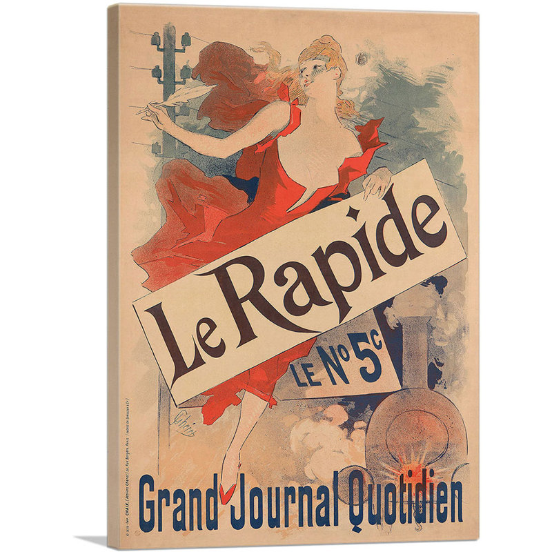«Le Rapide 1892» par Jules Cheret, reproduction d'art sur toile tendue, H 40 po x l 26 po x P 0,75 po