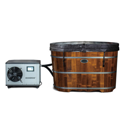 54" Rubber Wood Indoor Cold Plunge Tub with 1.3 HP High-Performance Cooling and Heating Chiller
