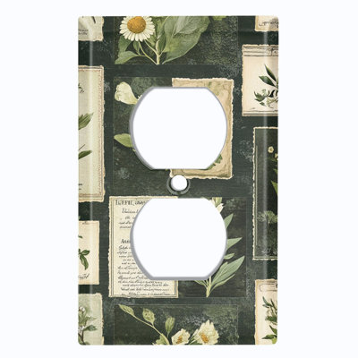 Couvercle de plaque d'interrupteur en métal; Rectangle 2 bandes US standard - journal de plante botanique rétro