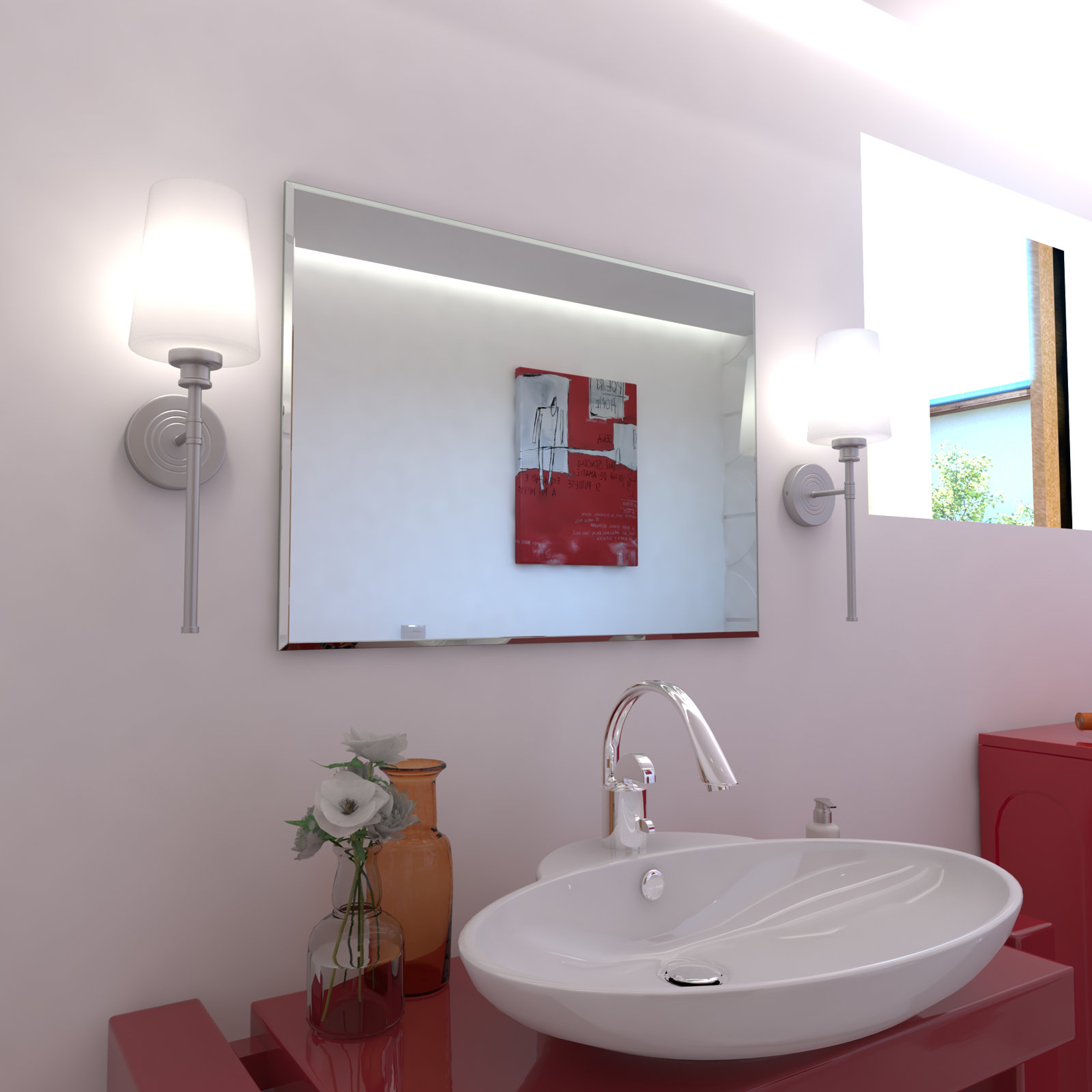 Leo Single Light Glass Steel Dimmable Wallchiere