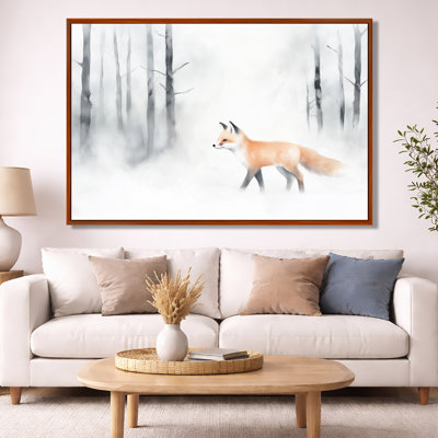 «Winter Fox Wall Art», toile «Snowy Woodland», «Little Winter Fox Wanderer»