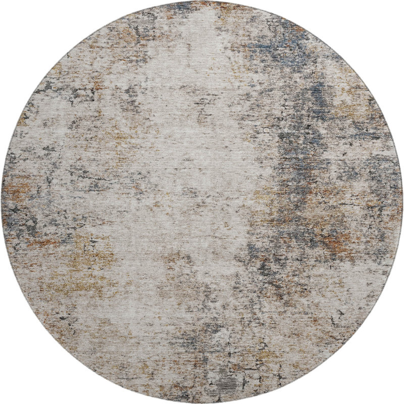 Premium Machine Washable Lyndhurst AMF1179 Modern Rug, Round 8'