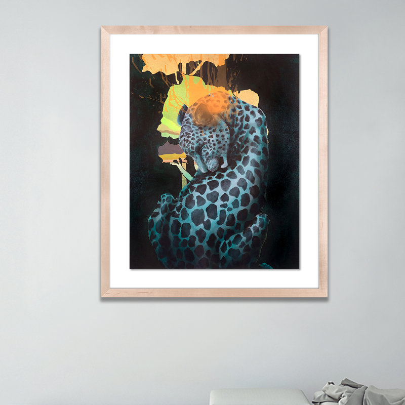 Blue Leopard Print by Sarah Edwards, 40" H x 33" W x 2.5" D, Natural