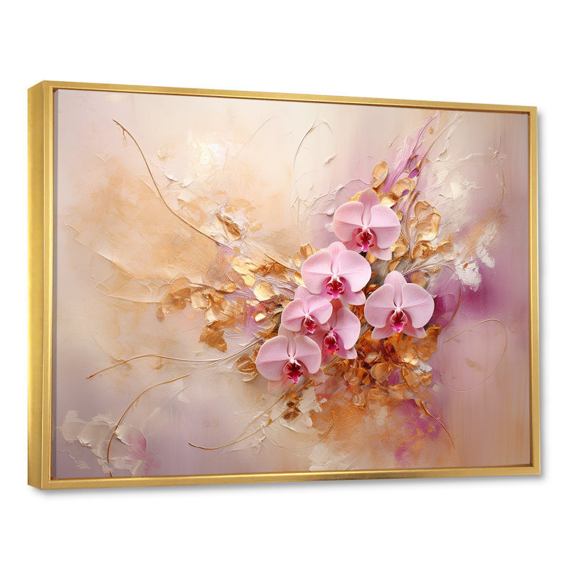 Erion - Orchidées, impressions d'art mural_106071, Toile avec cadre flottant or, H 30 po x l 40 po x P 1,5 po