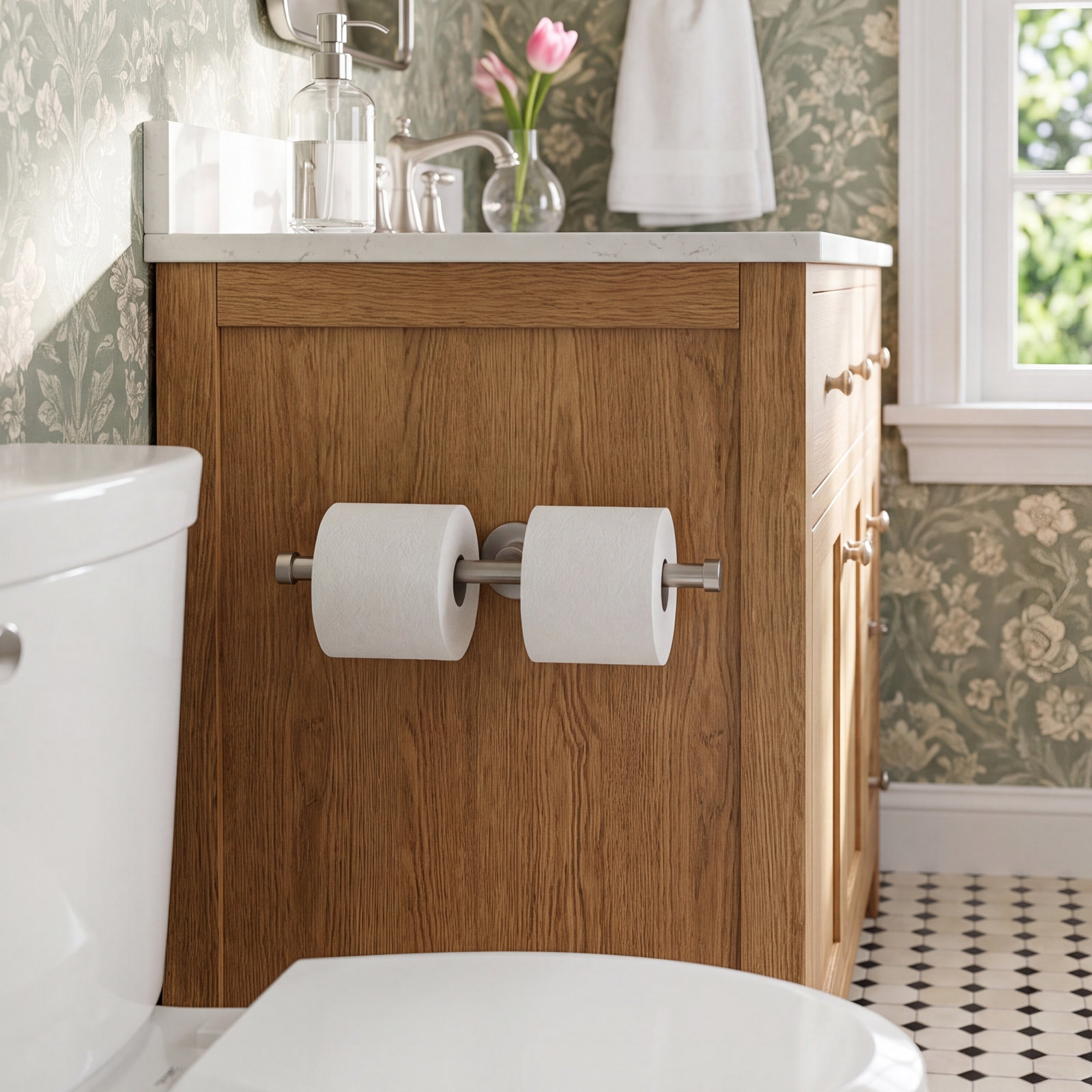 Concord Double Roll Toilet Paper Holder, Brushed Nickel