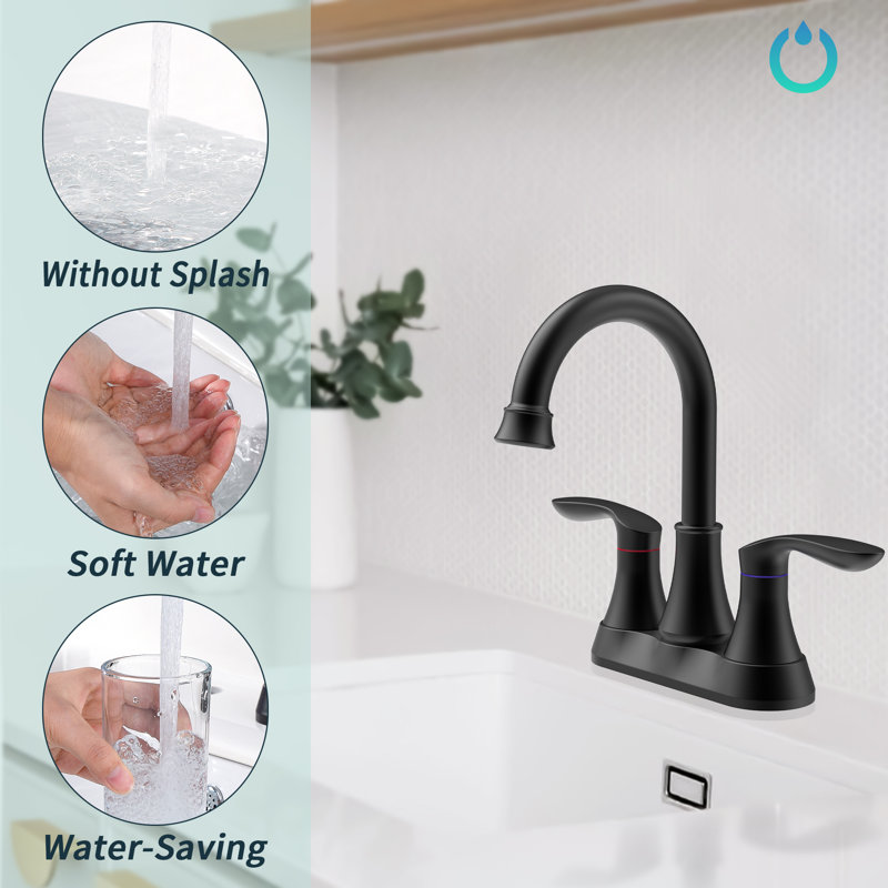2-handle Bathroom Faucet with Drain Assembly, Black