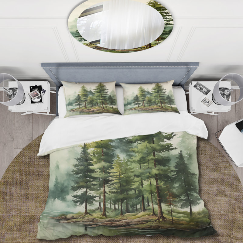 Ensemble de housse de couette en microfibre / polyester Green Pine Tree Eernal Guardians III