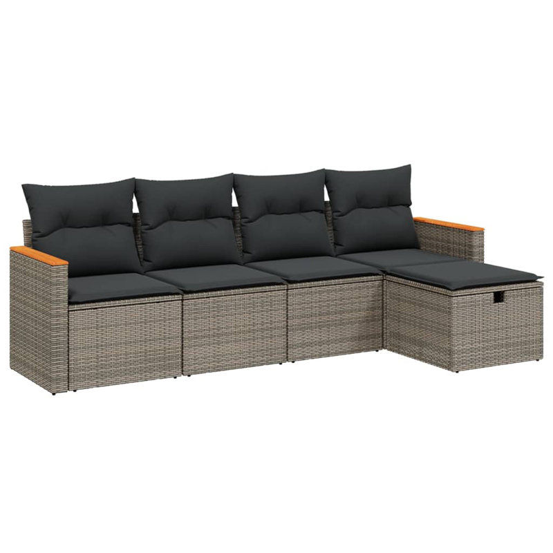 Ensemble de canapé de jardin en polyester thermolaqué en rotin PE Vidaxl
