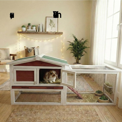 Cage à lapin intérieure et extérieure à 2 étages avec cage à lapin résistante aux intempéries avec cadre en métal anti-mâcher et plateaux coulissants anti-fuites, cage à poules avec toit imperméable pour petits animaux