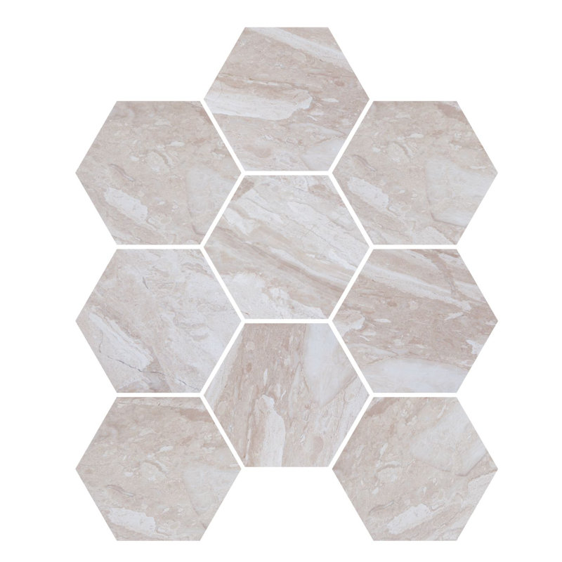 4" x 4" Marble Honeycomb Mosaic Wall & Floor Tile, Diana Royal