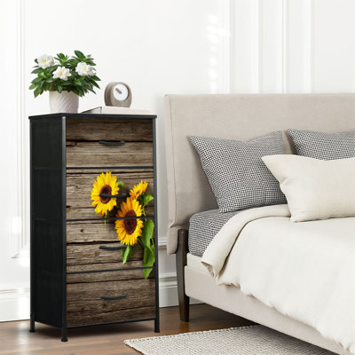 4 Drawer Dresser for Bedroom, Narrow Chest of Drawers, Wooden Top and Study Iron Frame 18"x37.5"-(WxH)