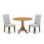L'ensemble 3 pièces de table de salle à manger moderne comprend une table ronde en bois avec Dropleaf et 2 chaises de salle à manger Parsons en tissu gris, naturel-1282341584-1282341591-1282341590