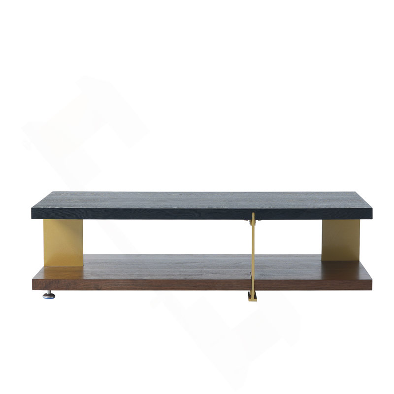 Rectangle Wood Coffee Table Walnut-colored, Black Top/Walnut Base