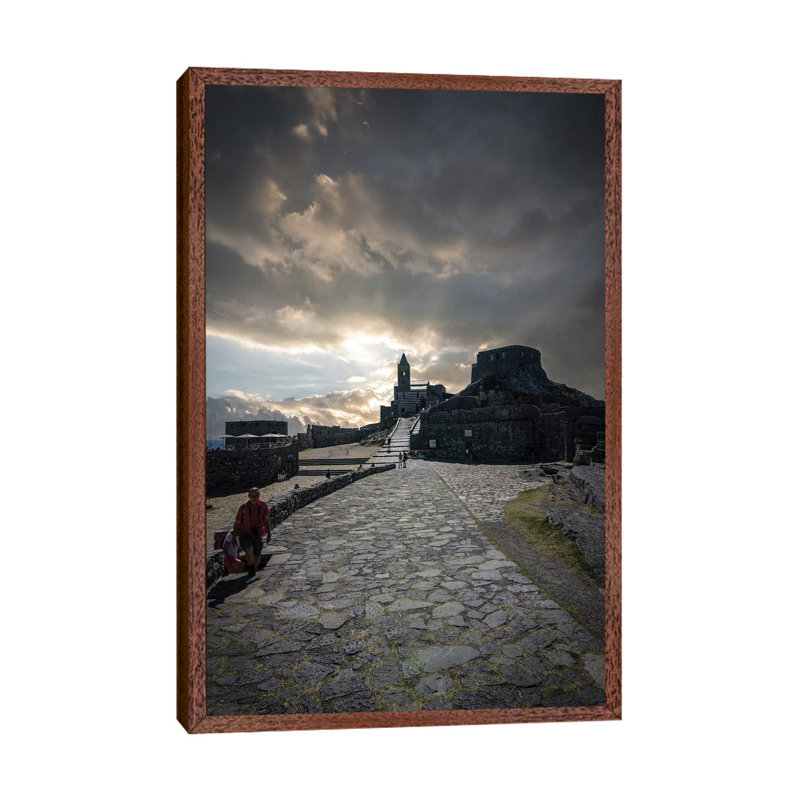 Church Of St. Peter, Porto Venere I by Enzo Romano - Print on Canvas, Classic Brown Wood Framed