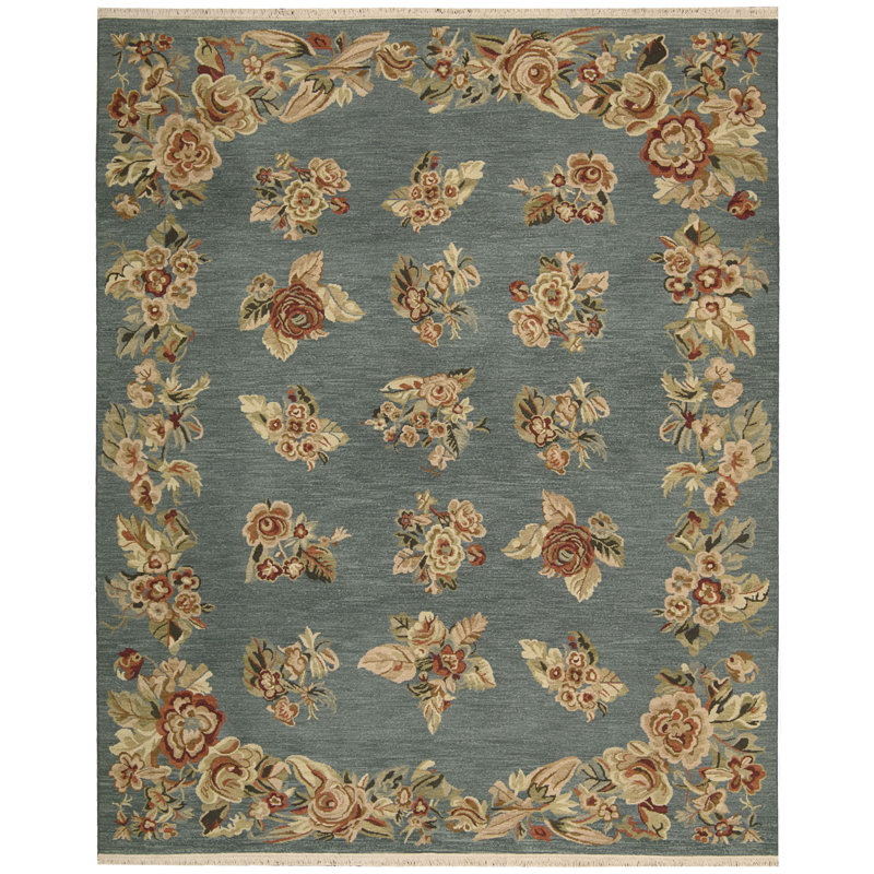 Zinvor Wool Floral Indoor Rug, Rectangle 7'9" x 9'9"