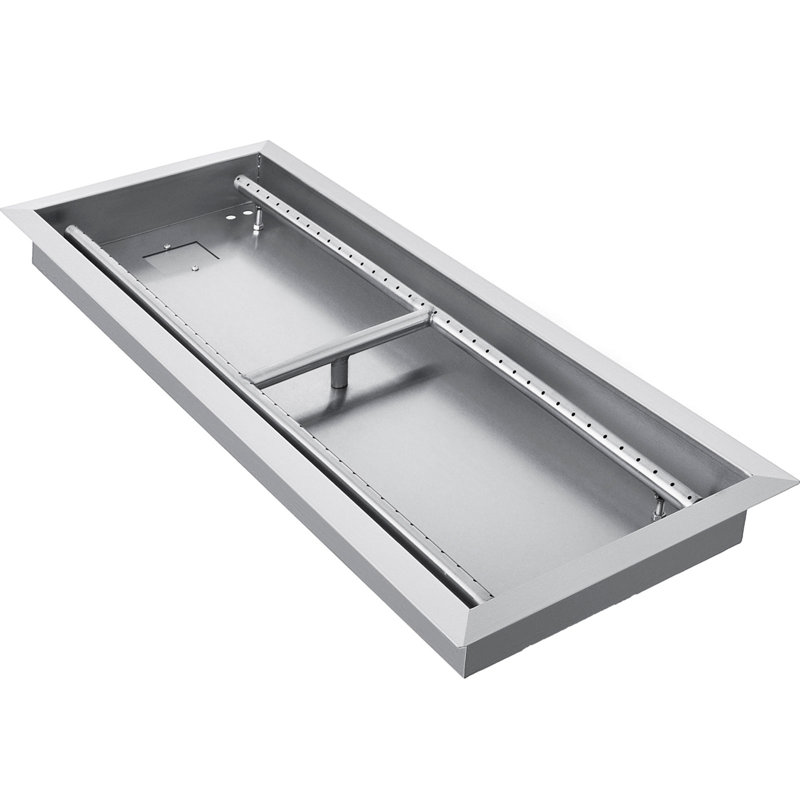 Altina Stainless Steel Propane Table Fire Pit, 2" H x 32.5" W x 12.5" D