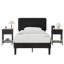 Ensemble de chambre à coucher noire 3 pièces avec lit plateforme tapissier et 2 tables de chevet, cadre de lit de tête de lit réglable avec lattes de bois et tables de chevet, ensemble de 3 meubles de chambre à coucher industriels pour chambre à coucher, appartement, Airbnb, location, chambre d'amis-1069501408