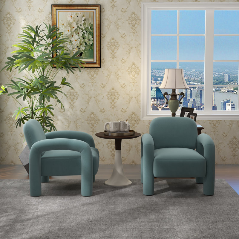 Iryanna 28'' Wide Velvet Armchair, Blue Velvet, 2