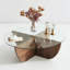 Table basse moderne, couleur noyer, 35,4 po x 11,8 po x 35,4 po | 100% plateau en verre trempé, 100% panneau de particules recouvert de mélamine, 0,7 po d'épaisseur | Conception élégante et durable pour les espaces de salon et de détente-811967231-811967230