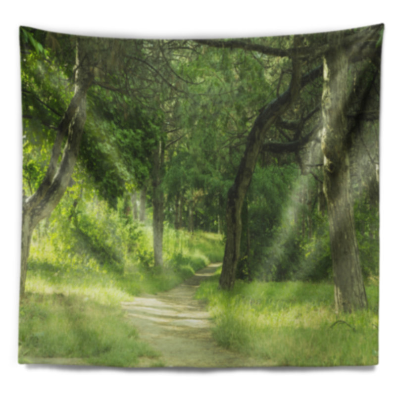 Tapisserie de la forêt en polyester en début d’été, avec accessoires suspendus inclus, H 32 po x l 39 po