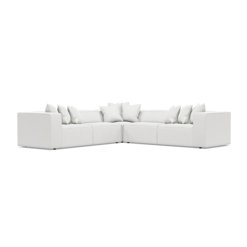 Bliss Sectional, White Polyester Blend, 28" H x 123.5" W x 123.5" D