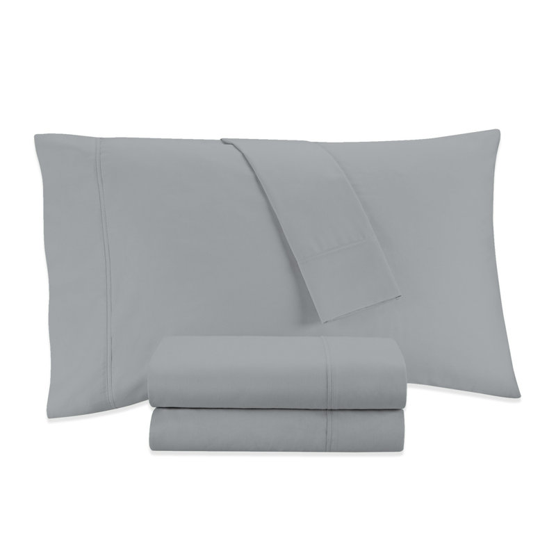 Ensemble de draps ultra-doux et soyeux 800TC, Gris clair, Ensemble de draps pour très grand lit avec 2 taie