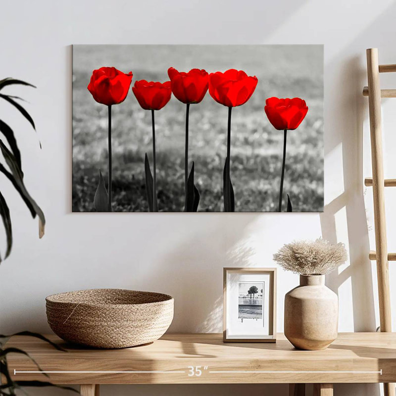 Harnek Five Red Tulips, 16" H x 24" W