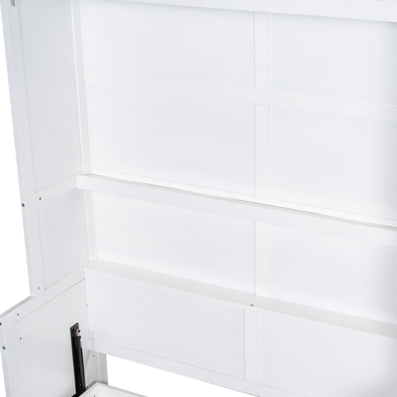 Lit hydraulique pour grand lit avec garde-robe élégant - Système de finition blanc et garde-robe