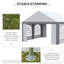 4 X 4m Galvanised Steel Party Tent, Outdoor Marquee Gazebo With Removable Sidewalls, Four Windows And Double Zipper Doors For Wedding Party Event