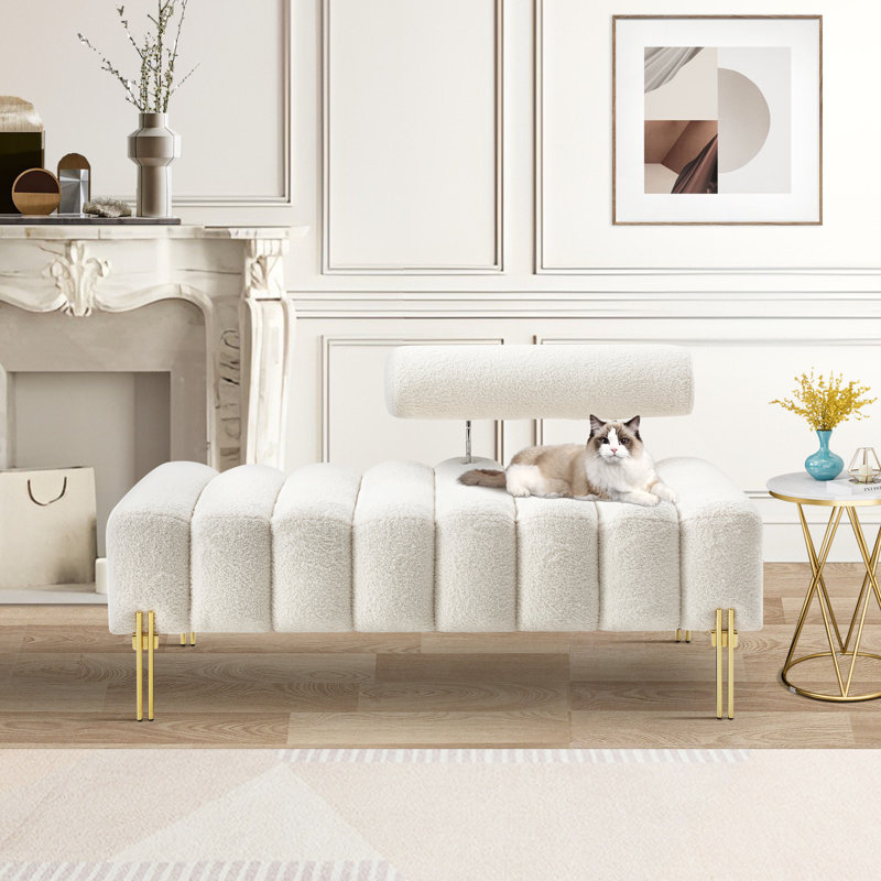 Sametra Upholstered Chaise Lounge, White Foam