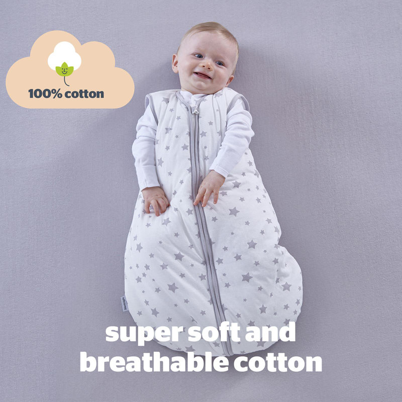 100% Cotton 2.5 TOG Swaddle, Grey, 50cm W x 90cm L