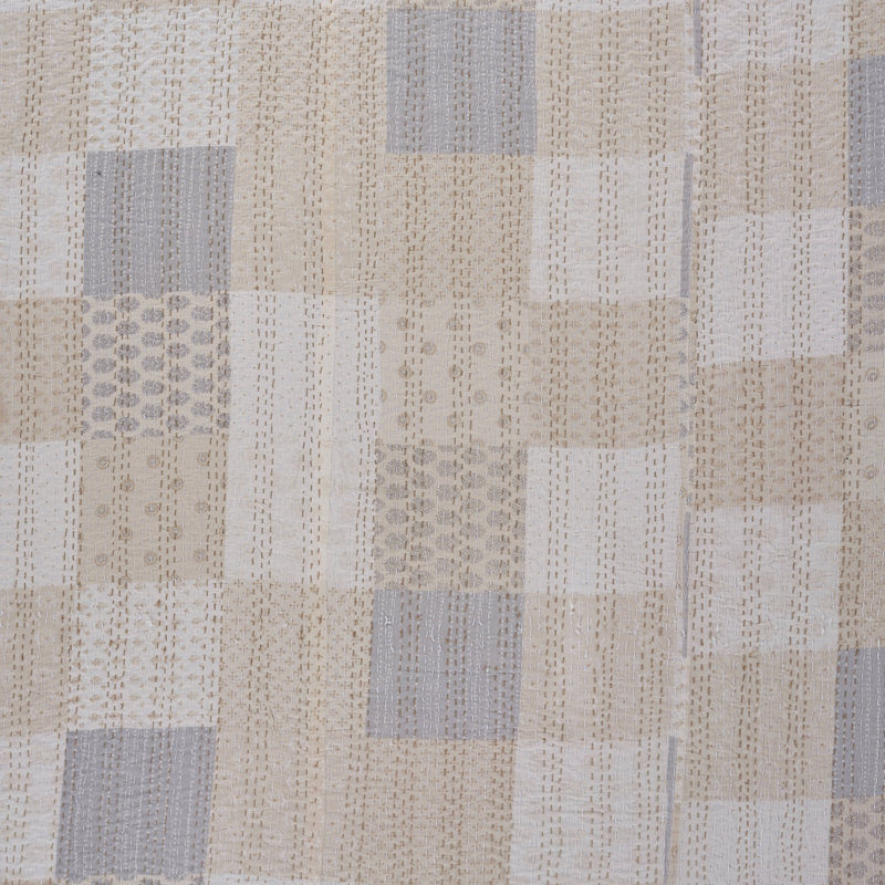 Couvre-lit Kantha, Grand lit, Crème