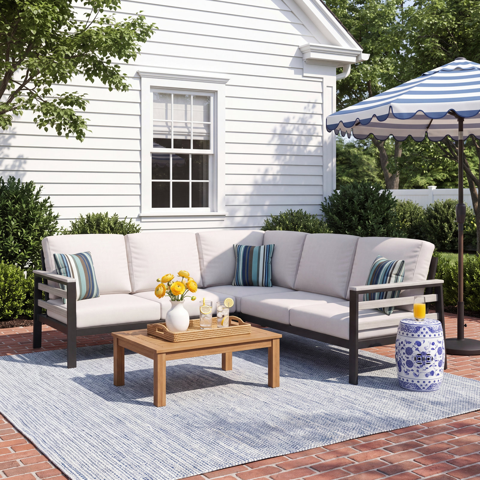 Townsend 87" Sunbrella® Patio Sofa, Gray