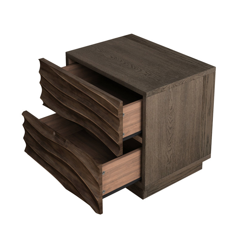 Ensemble de 2 tables de chevet en bois massif, Brun