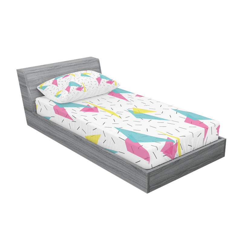 Ensemble de draps Memphis Forms Lines, Ensemble de draps pour lit simple avec drap-housse