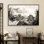 Chinese Black And White Ink Painting Mountain Lanscape Canvas Prints for Living Room Bedroom Decor
