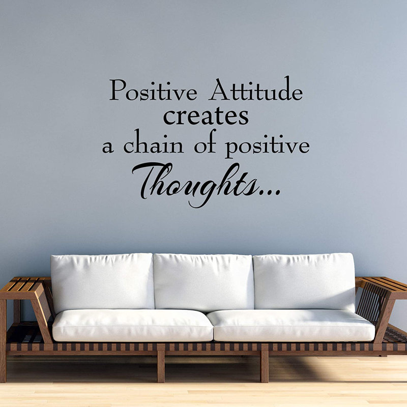 Adhésif décoratif en vinyle "positive attitude", 20 po x 30 p, Noir