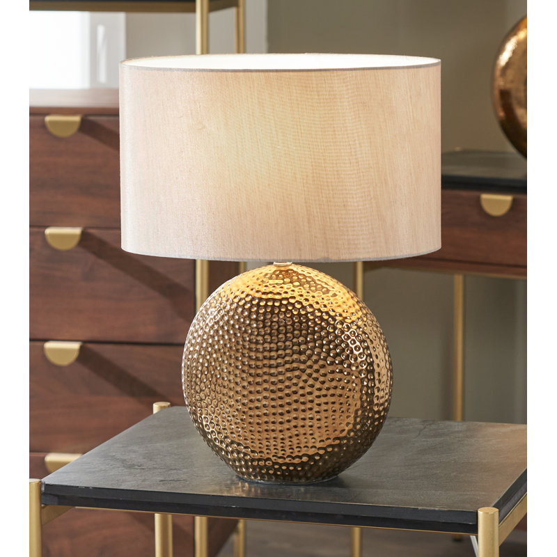 Cadnite 41 Cm Oval Ceramic Table Lamp Complete With Shade, Bronze/Brown
