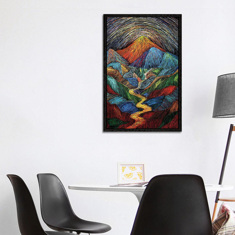 Landscape Mountain And Sky by Viola Painting - Gallery-Wrapped Canvas Giclée on Canvas, Black Floater Frame