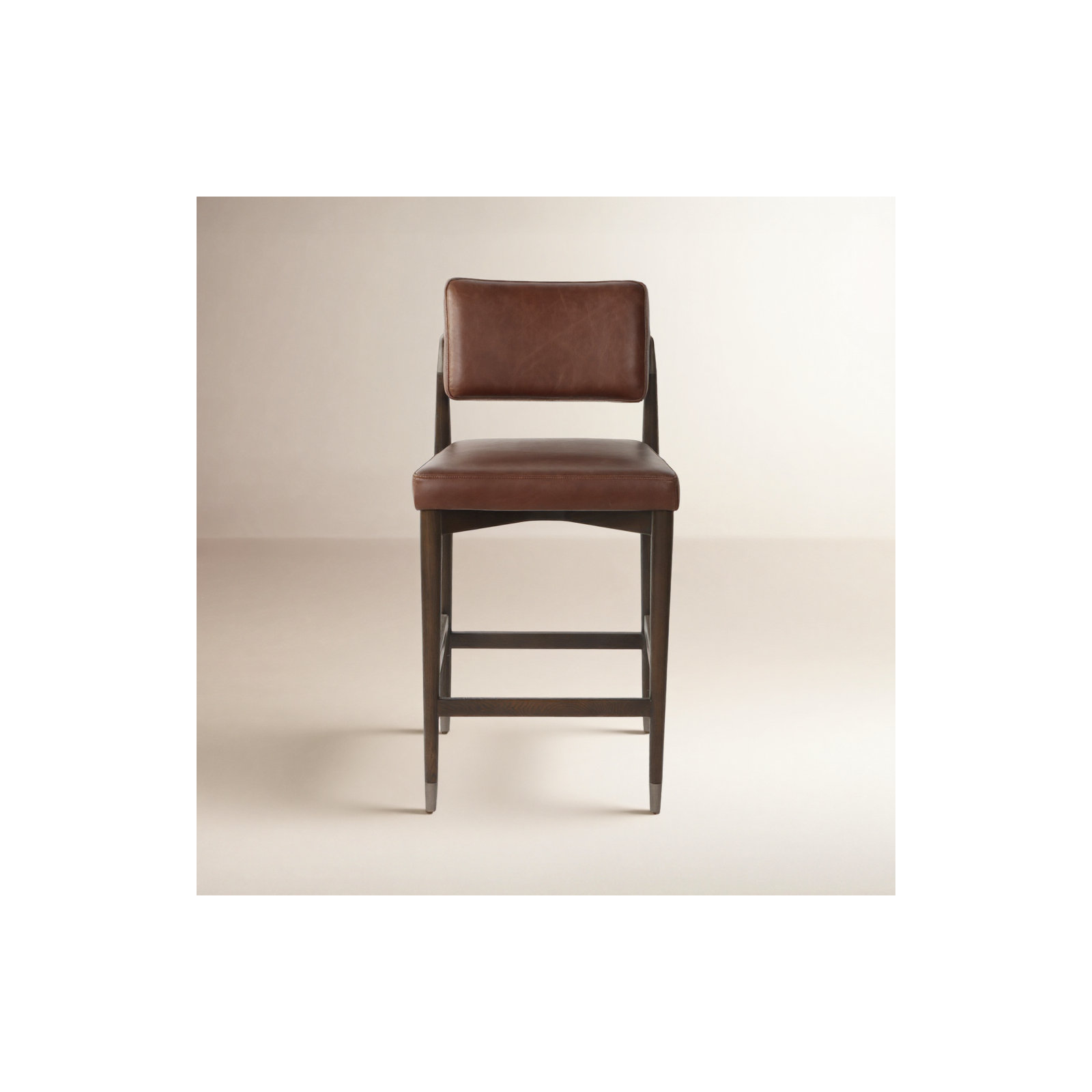 Mozza Upholstered Stool, Counter Stool (27" Seat Height), Cognac Genuine Leather