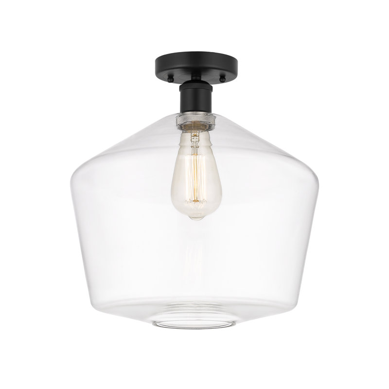 Plafonnier semi-encastré en verre Amylea, Noir mat, Transparent
