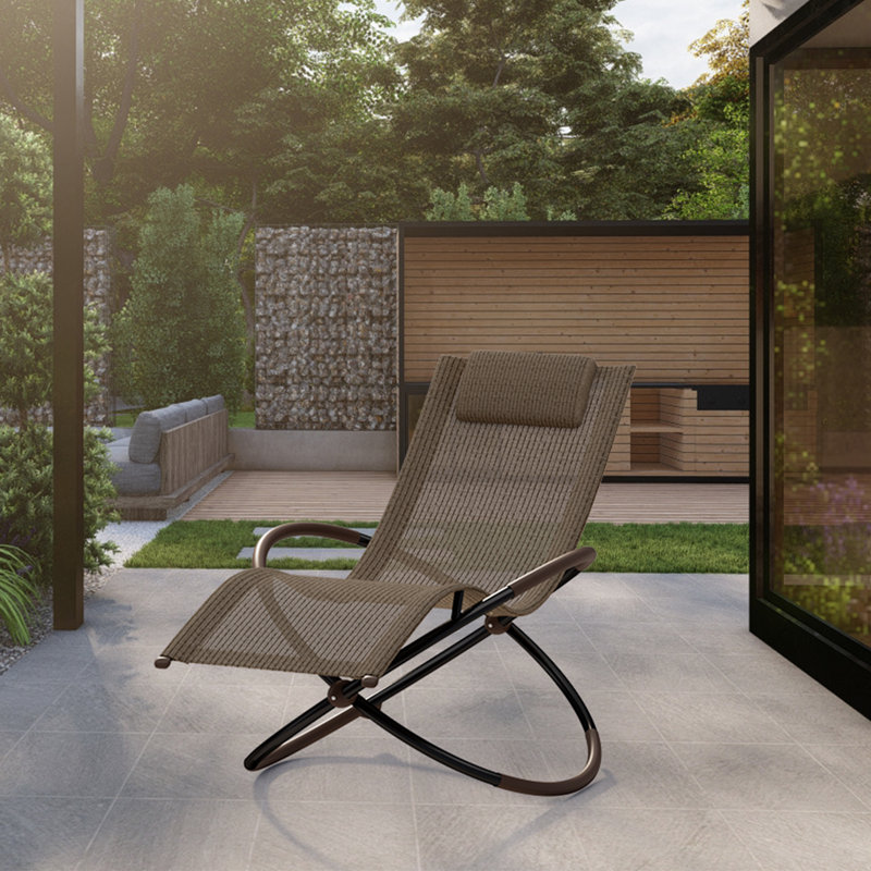Foldable outdoor rocking chair, Brun