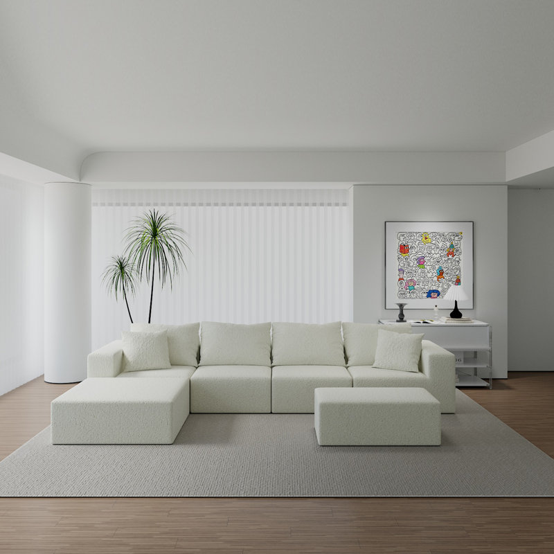 Convertible Modular Sectional Sofa Set Popular Microfiber Fabric Compression Sofa