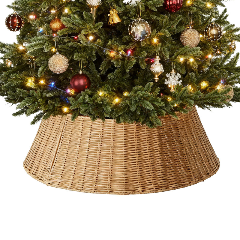 Collier de sapin de Noël, accessoire de jupe d'arbre de Noël tissé avec découpe de cordon, Naturel