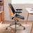 Mid-Century Modern Ergonomic Office Chair with Wood Back, Faux Leather Swivel Desk Chair with Adjustable Height-1271258479