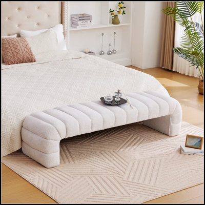 Banc rembourré 69,7 po de large avec accoudoirs modernes, méridienne capitonnée Channel, repose-pieds en chenille pour le salon et la chambre à coucher, vestibule